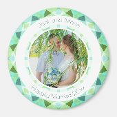 Groen Blauw Bruiloft Keepsake Foto Gift Magneet (Voorkant)