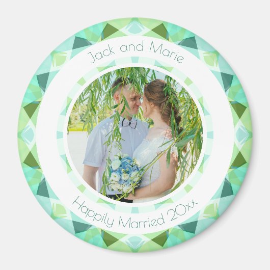  Groen Blauw Bruiloft Keepsake Foto Gift Magneet (Voorkant)