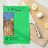 Groen blauw bruin rood boomhart dat ik kan theedoek (Quarter Fold)