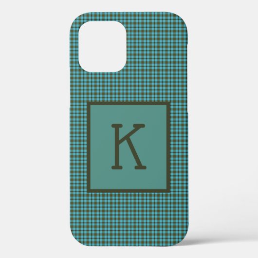 Groen Blauw Bruin Zwart Geruit Monogram Case-Mate iPhone Case (Achterkant)