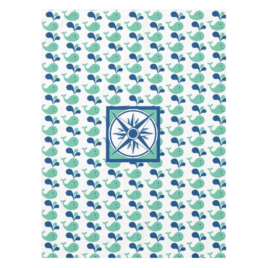 Groen/Blauw Cartoon walvis Tablecloth Kind Tafelkleed (Voorkant)