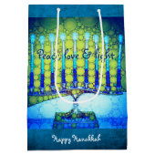 Groen Blauw Chanoeka Menorah Vrede Liefde Licht Medium Cadeauzakje (Achterkant)