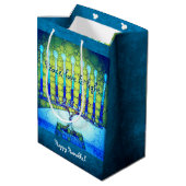 Groen Blauw Chanoeka Menorah Vrede Liefde Licht Medium Cadeauzakje (Achterkant Gekanteld)