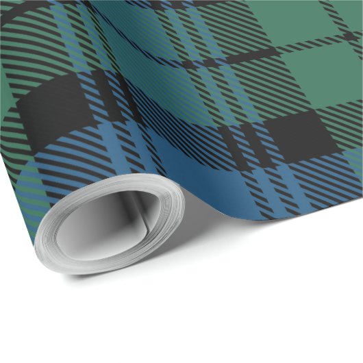 Groen Blauw Check geruite rustieke klassieke Tarta Cadeaupapier (Rol Hoek)