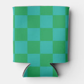 Groen Blauw Checkerboard Retro Controles Blikjeskoeler (Voorkant)