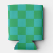 Groen Blauw Checkerboard Retro Controles Blikjeskoeler (Achterkant)
