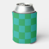 Groen Blauw Checkerboard Retro Controles Blikjeskoeler (Blikje Achterkant)