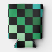 Groen Blauw Checkerboard Retro Controles Blikjeskoeler (Voorkant)