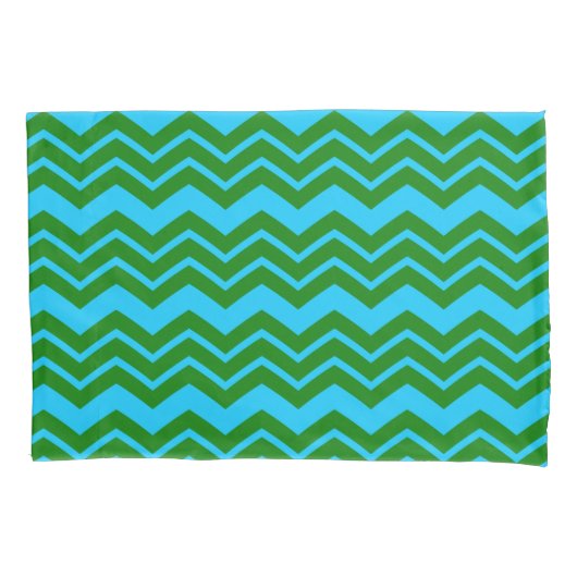 Groen Blauw Chevron Zigzag Ontwerp  Kussensloop (Voorkant)