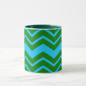 Groen Blauw Chevron Zigzag Ontwerp  Mok (Midden)