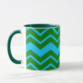 Groen Blauw Chevron Zigzag Ontwerp  Mok (Links)