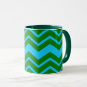 Groen Blauw Chevron Zigzag Ontwerp  Mok (Voorkant rechts)