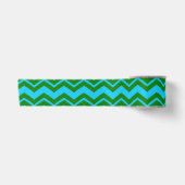Groen Blauw Chevron Zigzag Ontwerp Satijnen Lint (Voorkant)