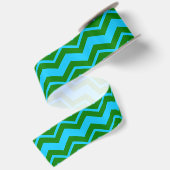 Groen Blauw Chevron Zigzag Ontwerp Satijnen Lint (Achterkant)