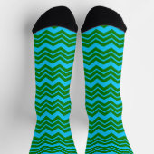 Groen Blauw Chevron Zigzag Ontwerp Sokken (Top)