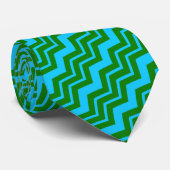 Groen Blauw Chevron Zigzag Ontwerp  Stropdas (Opgerold)