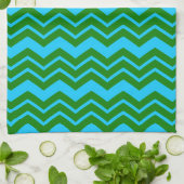 Groen Blauw Chevron Zigzag Ontwerp Theedoek (Gevouwen)