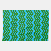 Groen Blauw Chevron Zigzag Ontwerp Theedoek (Horizontaal)