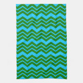 Groen Blauw Chevron Zigzag Ontwerp Theedoek (Verticaal)