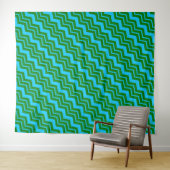 Groen Blauw Chevron Zigzag Ontwerp  Wandkleed (In Situ (horizontaal))