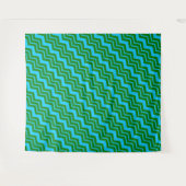 Groen Blauw Chevron Zigzag Ontwerp  Wandkleed (Voorkant (horizontaal))