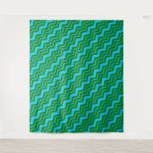 Groen Blauw Chevron Zigzag Ontwerp  Wandkleed (Voorkant)