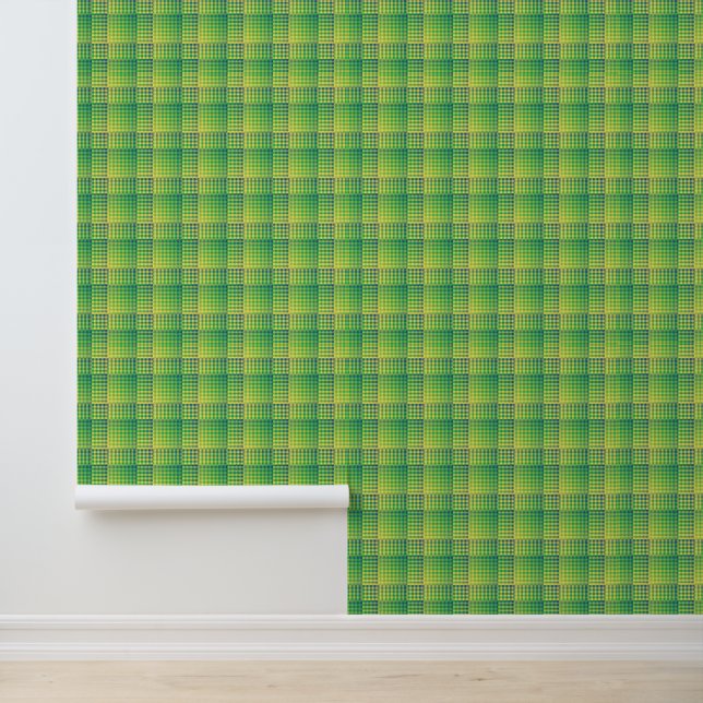 Groen Blauw Dambord Abstract Patroon Behang (Applicatie)