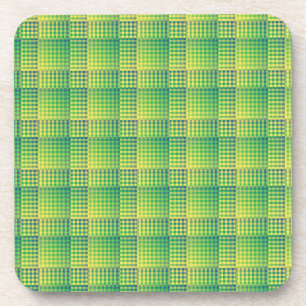 Groen Blauw Dambord Abstract Patroon Bier Onderzetter