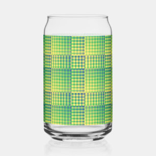 Groen Blauw Dambord Abstract Patroon Blikvorm Glas