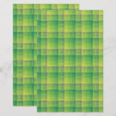Groen Blauw Dambord Abstract Patroon Briefpapier (Voorkant / Achterkant)