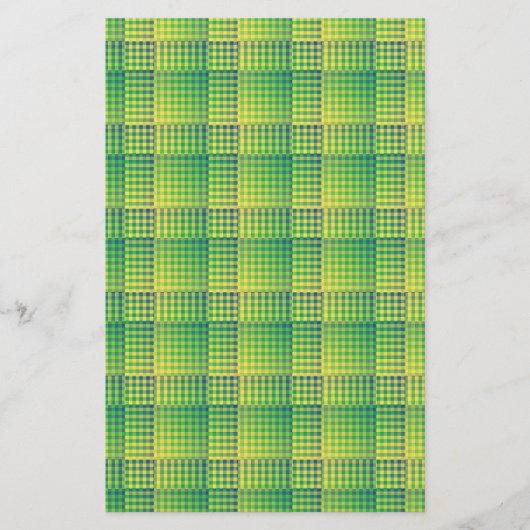 Groen Blauw Dambord Abstract Patroon Briefpapier (Voorkant)