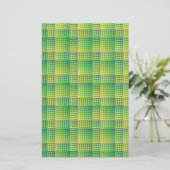 Groen Blauw Dambord Abstract Patroon Briefpapier (Staand voorkant)