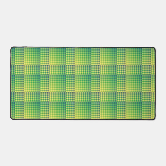 Groen Blauw Dambord Abstract Patroon Bureaumat (Voorkant)