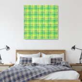 Groen Blauw Dambord Abstract Patroon Canvas Afdruk (Insitu (Slaapkamer))