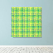 Groen Blauw Dambord Abstract Patroon Canvas Afdruk (Insitu (Houten vloer))