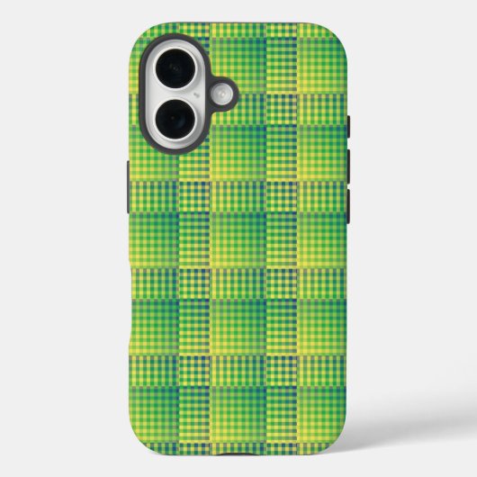 Groen Blauw Dambord Abstract Patroon Case-Mate iPhone Case (Achterkant)