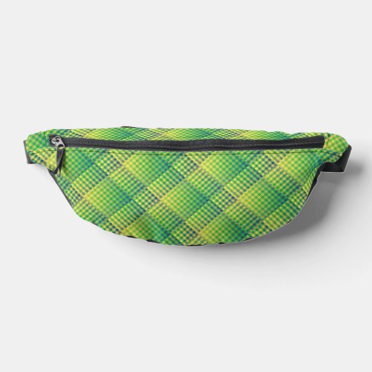 Groen Blauw Dambord Abstract Patroon Heuptasje (Liggend)