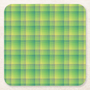 Groen Blauw Dambord Abstract Patroon Kartonnen Onderzetters
