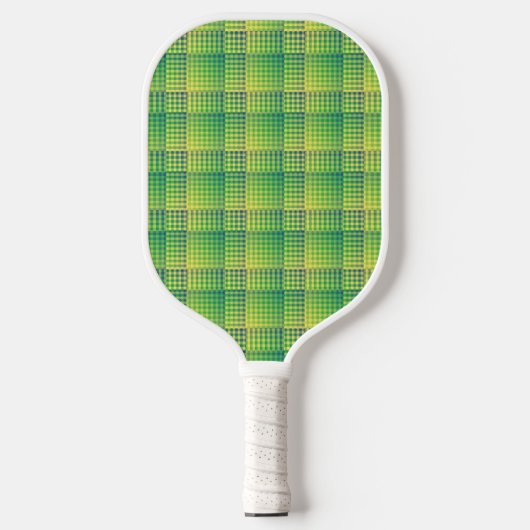 Groen Blauw Dambord Abstract Patroon Pickleball Paddle (Voorkant)