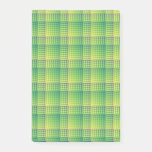 Groen Blauw Dambord Abstract Patroon Post-it® Notes (Voorkant)