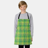 Groen Blauw Dambord Abstract Patroon Schort (Gedragen)
