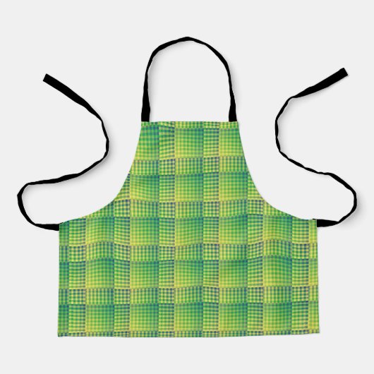 Groen Blauw Dambord Abstract Patroon Schort (Voorkant)