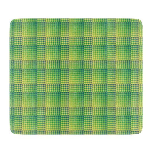 Groen Blauw Dambord Abstract Patroon Snijplank (Voorkant)