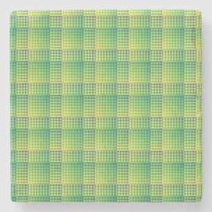 Groen Blauw Dambord Abstract Patroon Stenen Onderzetter