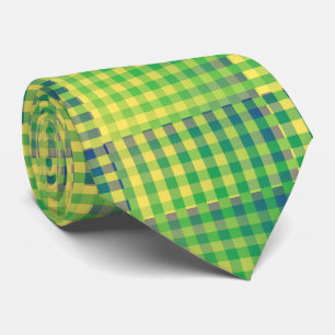Groen Blauw Dambord Abstract Patroon Stropdas