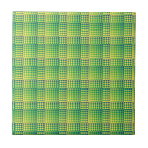 Groen Blauw Dambord Abstract Patroon Tegeltje