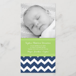 Groen blauw Dank u Baby shower Fotokaarten Bedankkaart