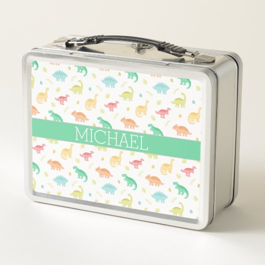 Groen Blauw Dinosaurus Patroon Aangepaste Naam (Achterkant)