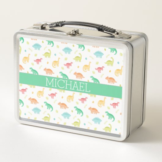 Groen Blauw Dinosaurus Patroon Aangepaste Naam (Voorkant)