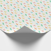 Groen Blauw Dinosaurus Patroon Cadeaupapier (Hoek)